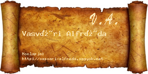 Vasvári Alfréda névjegykártya